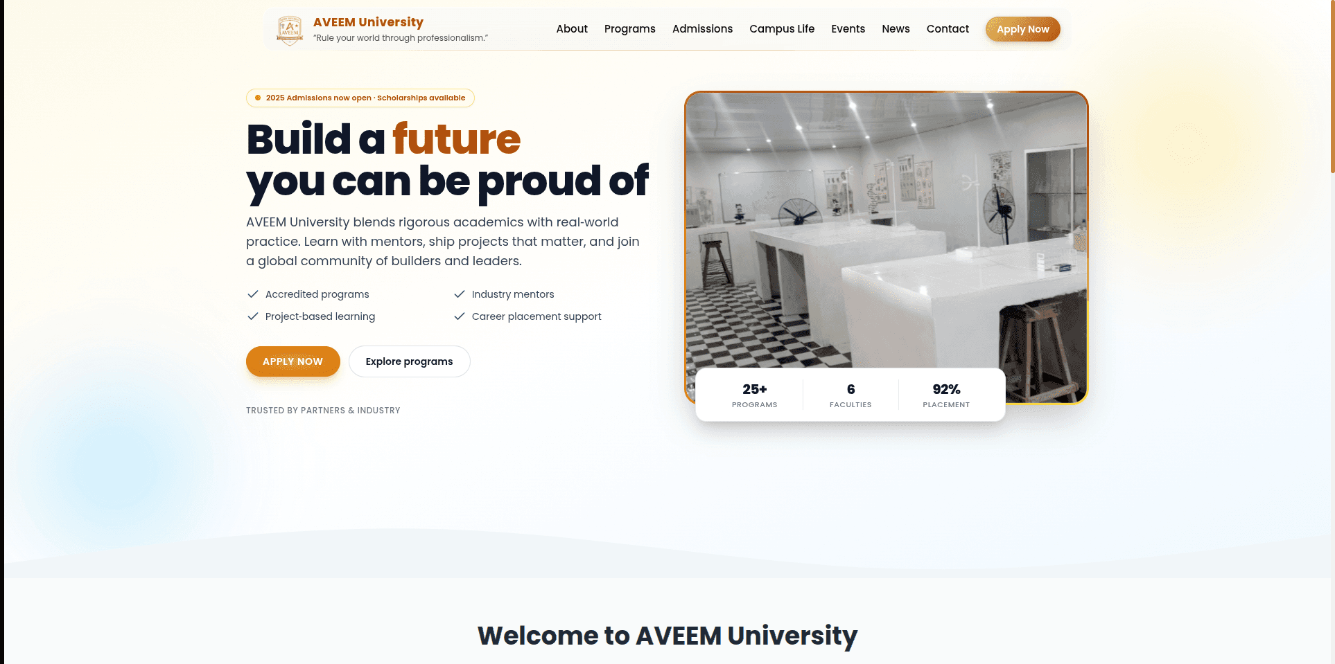 Aveem University Website